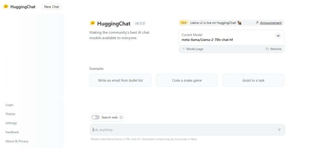 HuggingChat (Best Alternatives Of Chatgpt)