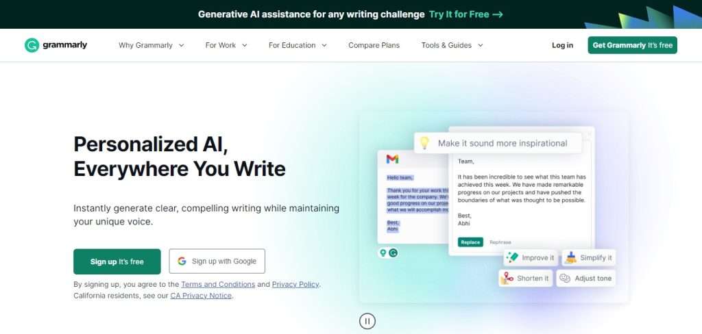 Grammarly (Best Ai  Writing Tools)