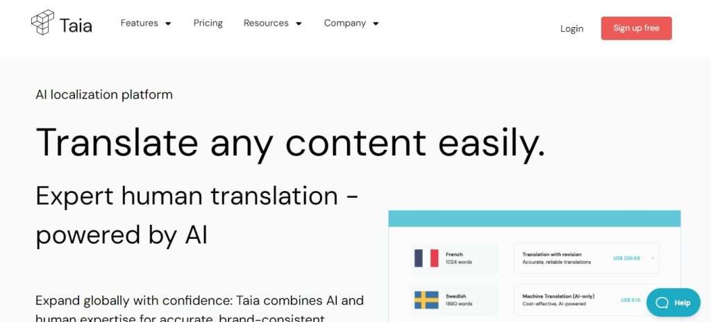 Taia (Best AI Translation Tools)