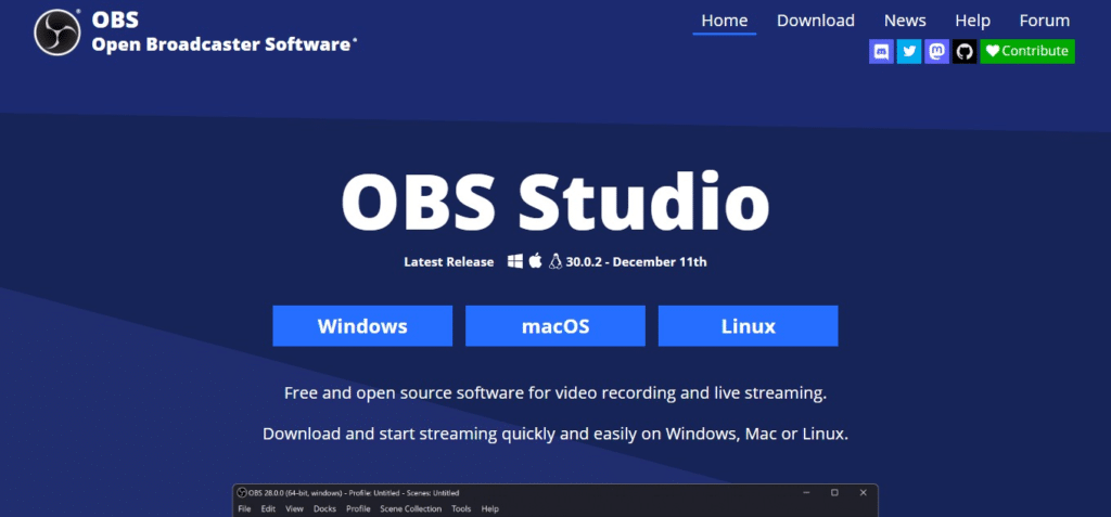 OBS Studio (Best Screen Recorder Apps for Mac )