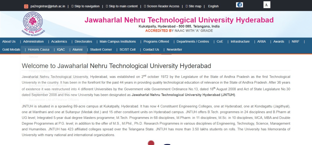 Jawaharlal Nehru Technological University  (Best Software Engineering Schools)