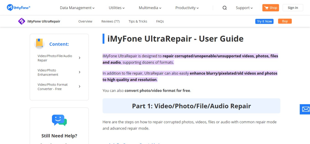 iMyFone UltraRepair File Repair