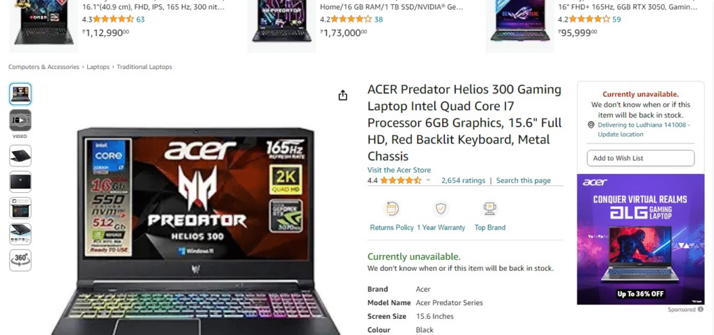 Acer Predator Helios 300