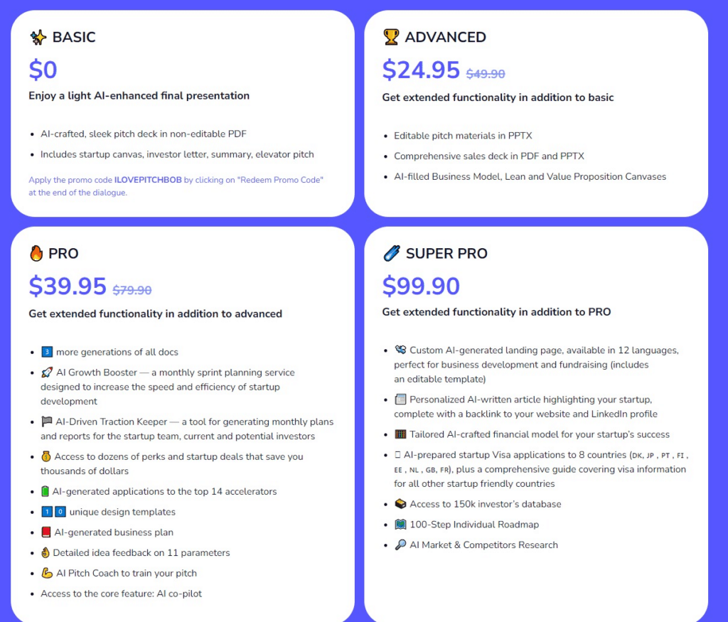 PitchBob Ai Offer Simple, Transparent Pricing