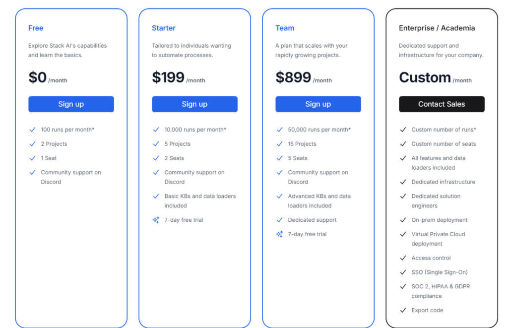 Stack Ai Offer Simple, Transparent Pricing