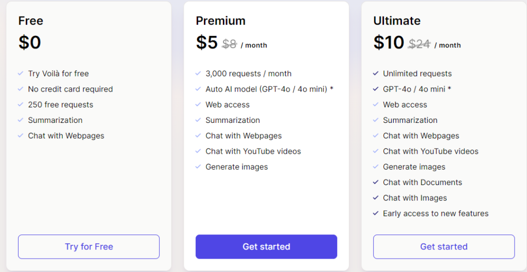 Voilà AI Offer Simple, Transparent Pricing