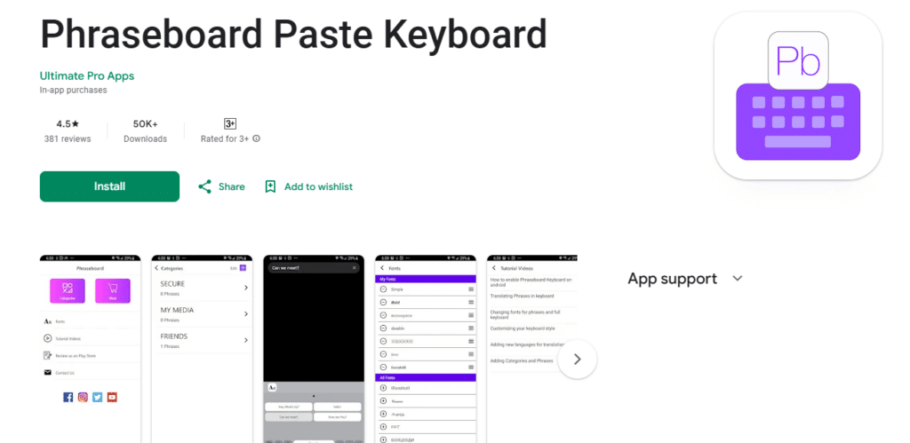 Phraseboard Paste Keyboard