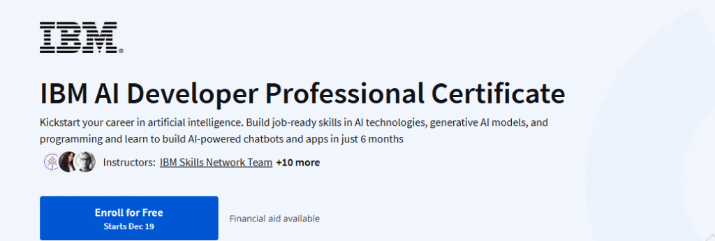 IBM Applied AI Professional Certificate (Coursera)