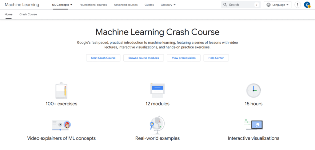 Google AI’s Machine Learning Crash Course