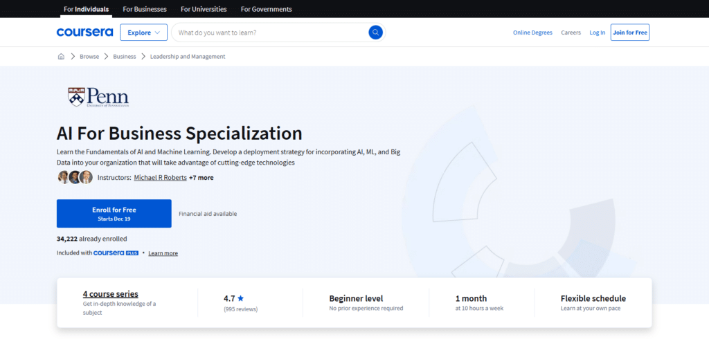 Artificial Intelligence for Business by the University of Pennsylvania (Coursera)