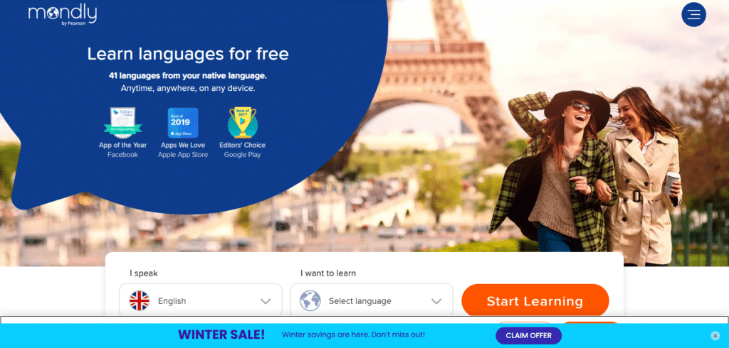 Mondly best AI language learning apps in 2025
