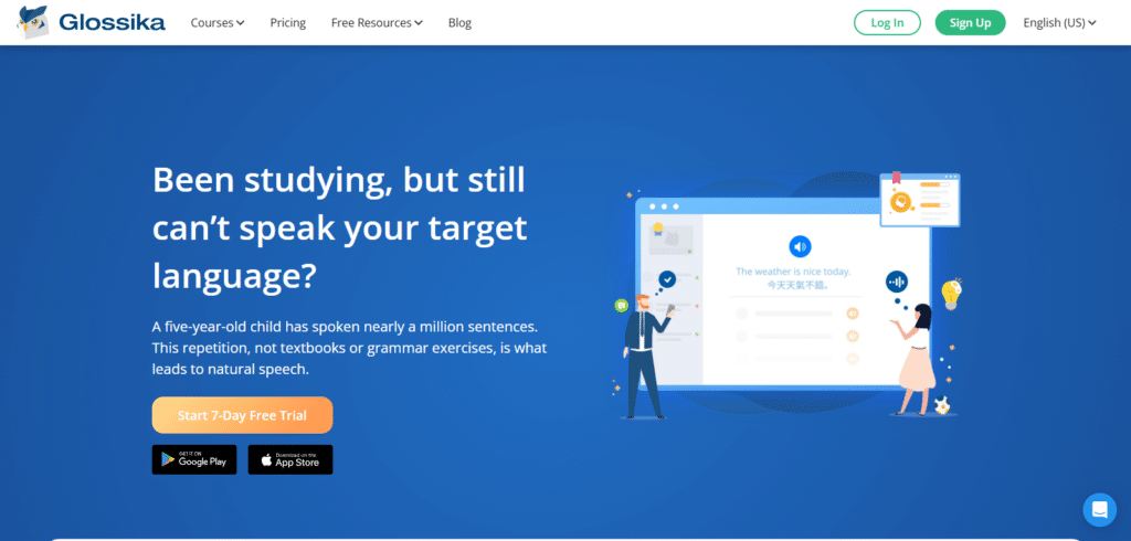 Glossika best AI language learning apps in 2025